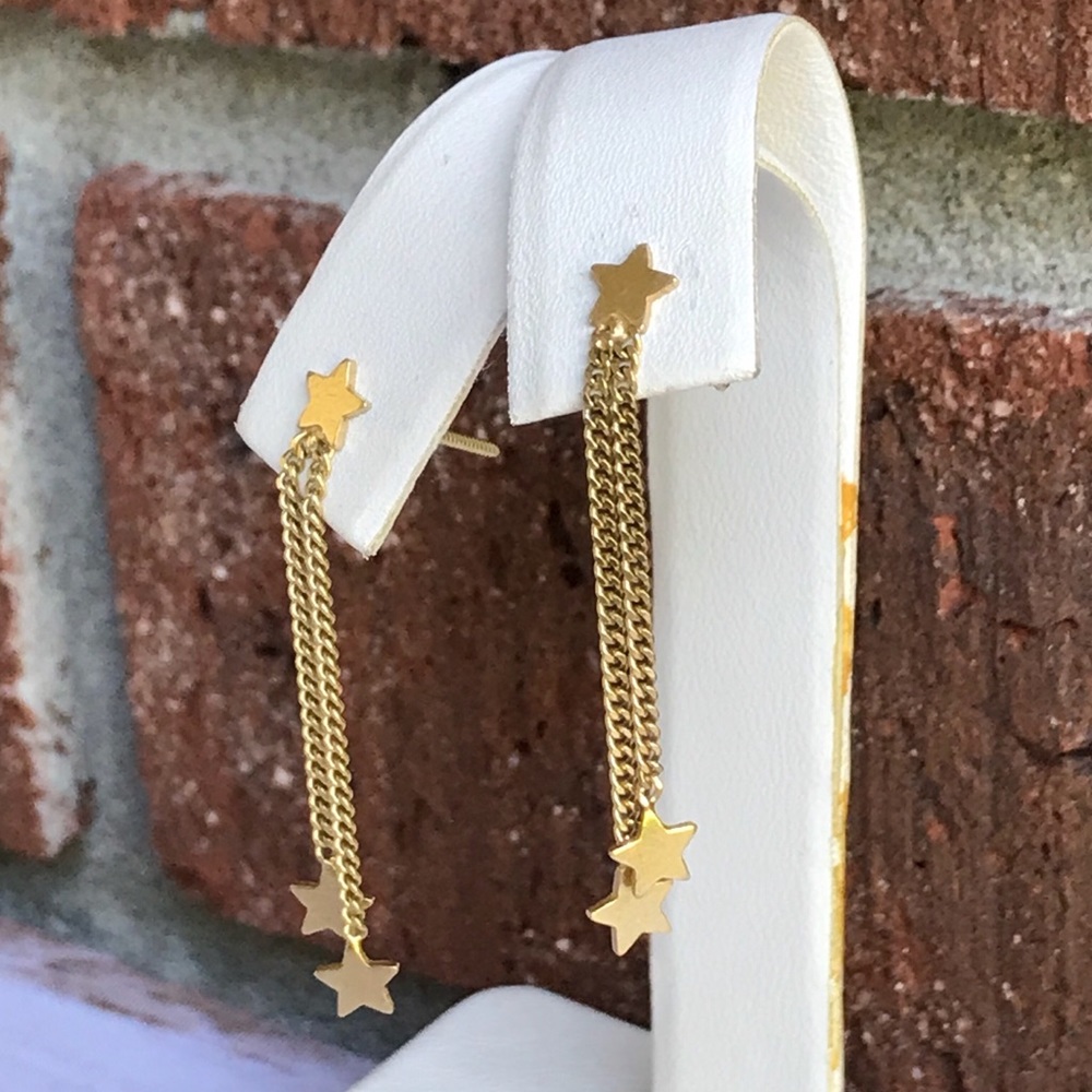 🌹14K Adorable Star Dangle/ Drop Earrings - Picture 2 of 8